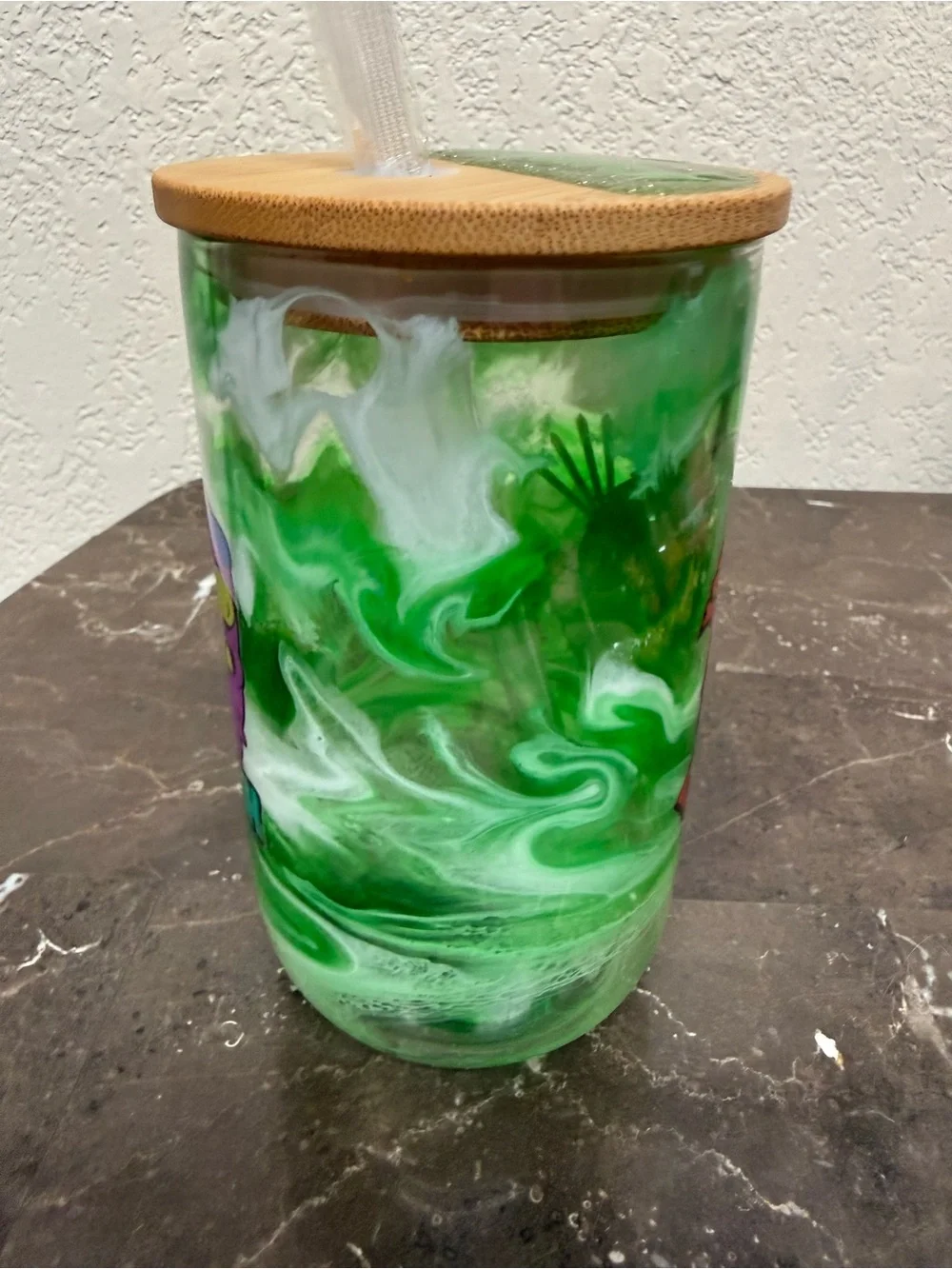 Rick and Morty Scary Terry 18 oz Wine Glass Glow in the Dark Cup Handmade